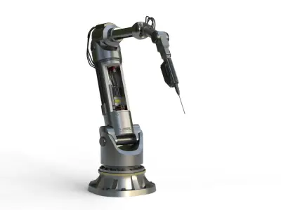 Industrial Robotic Arm with Rigged and Animated Low-poly 3D model