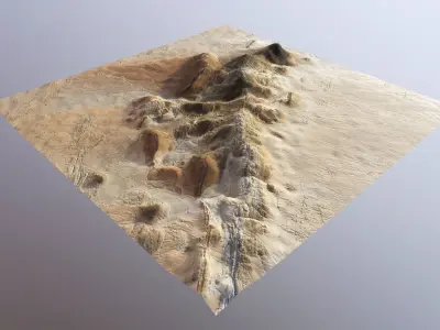 Desert Mountains Africa Landscape Dunes  PBR Low Poly 01 Low-poly 3D model