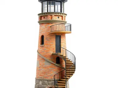 Rustic Brick Lighthouse D Model Pack Low-poly 3D model