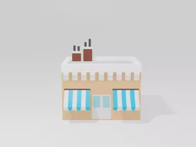 Bake Shop Low Poly 3D Model Low-poly 3D model