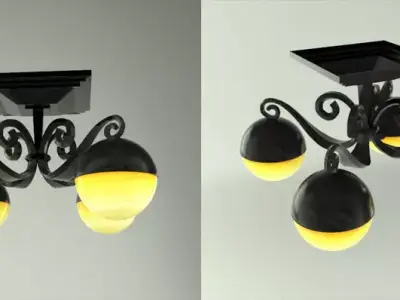 Chandelier three light ceiling fixture 3D model