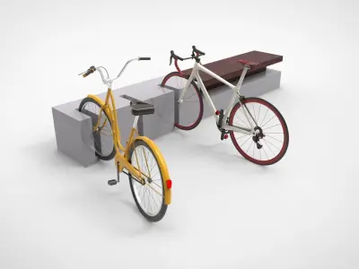 Public bike parking Low-poly 3D model