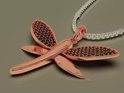 Pave set diamond dragonfly jewelry pendant 3D print model