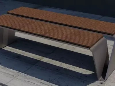 Modern Outdoor Bench Minimal Public Furniture Free 3D model
