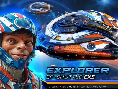 SF Shuttle - EX5 Low-poly 3D model