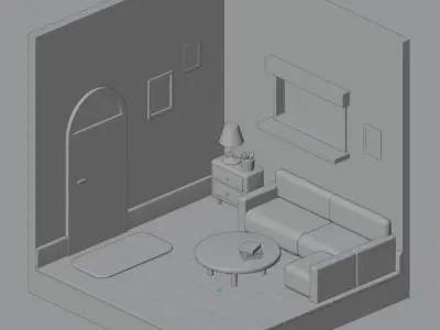 Living room 3D model Low-poly 3D model buy