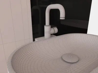 BathroomSet04 bathroom with sink and tiled floor 3D model