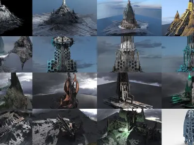 Sci fi Corporation towers 3D Model Pack