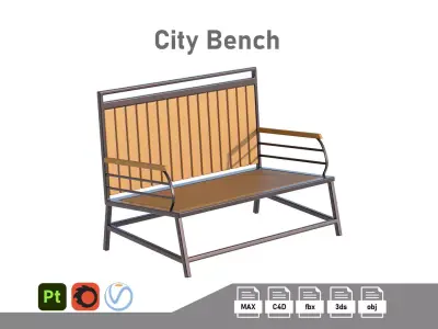 City Bench 11 Low-poly 3D model