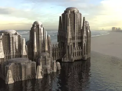 Desert Alien Monoliths Ruin mega structure 7 3D model