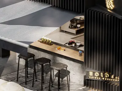 coffee shop  interior    3D model