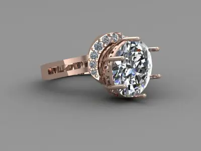 Rose Gold Women Diamond Ring 3D print model 3D print model 52
