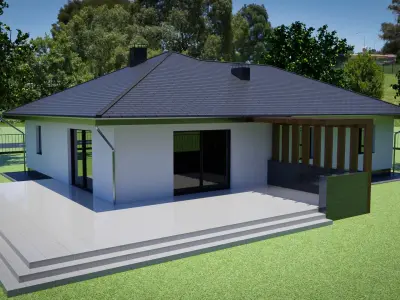 Single storey residental house 3D model