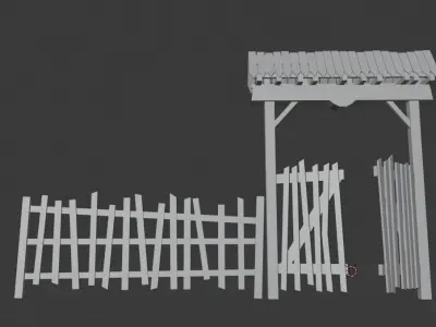 Wooden Gate Low-poly 3D model