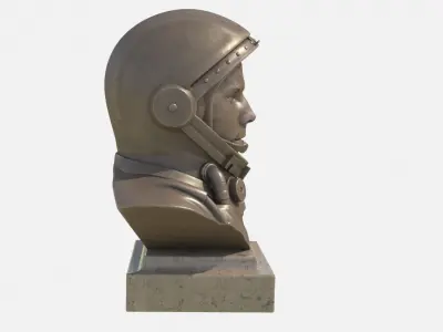 Gagarin bust of man in helmet Low-poly 3D model