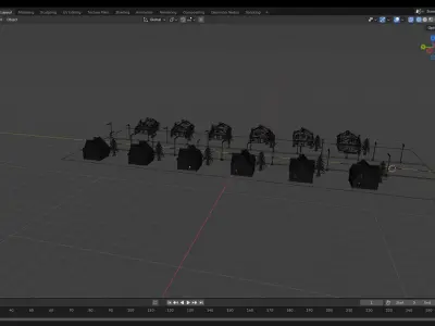 Stylized Suburban Street Scene in Blender Low-poly 3D model