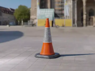 Traffic Cone 75 cm Low-poly 3D model