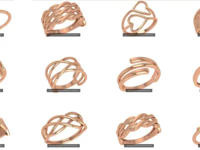 30 Wire Plain Gold Ring 3dm stl renders details 3D Model Pack