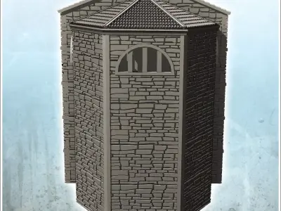 Baroque chapel with staircase door and stone walls 3 - Modern WW 3D print model
