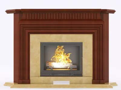  wood corner fireplace 3D model