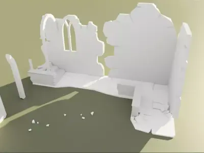 House Ruin 3D model Low-poly 3D model