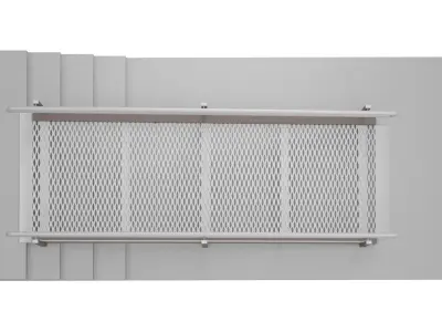 Metal ramp stairs with railing 3D model