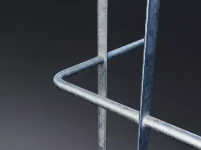 Metal Safety Railing Set Low-poly 3D model