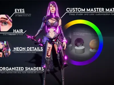 Evelynn V3 - Scifi Cyberpunk Character Low-poly 3D model