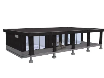 Modern House 3D Model Minimal Bungalow IFC SKP OBJ FBX GLB 3D model