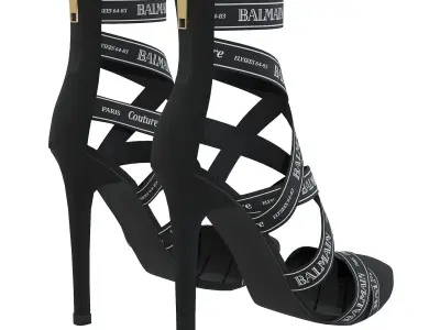 Balmain Couture suede heels Low-poly 3D model