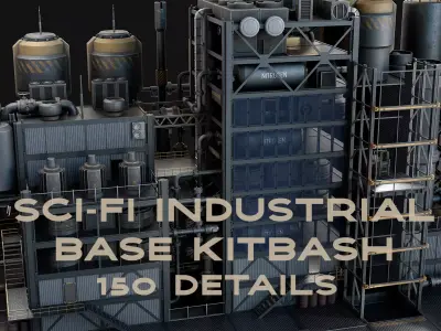 Sci-Fi Industrial Base Kitbash  Low-poly 3D model