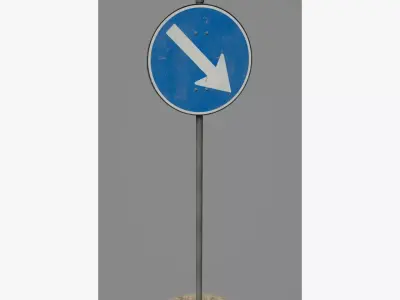 Road Sign 07 - Mandatory Way - Right Low-poly 3D model