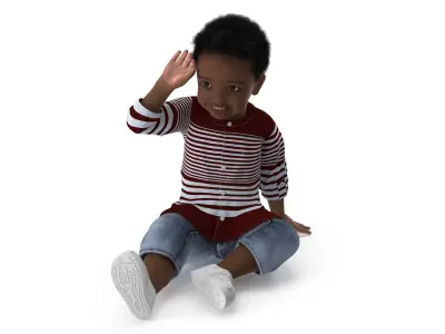  African Baby Boy Light Skin in Summer Outfit Sitting 