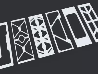 Lowpoly Scifi panels and structures Low-poly 3D model