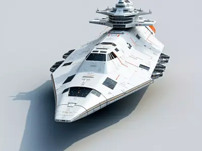 SciFi Cruiser Interstellar Warship Model Low-poly 3D model