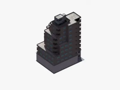 Modern Apartment Building Low-poly 3D model