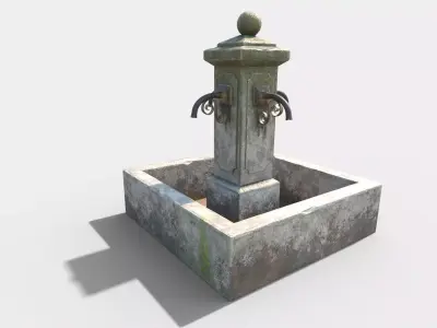 Old Ancient Fountain Low-poly 3D model