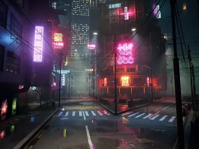 Neon City Low-poly 3D model