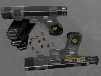 Sci-Fi Glock Pistol - Lowpoly game ready Low-poly 3D model