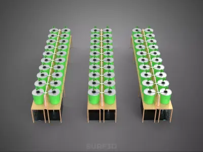 LAYOUT PARALLEL ARRAY ROW INDOOR DUTCH BUCKET HYDROPONIC SYSTEM 3D model