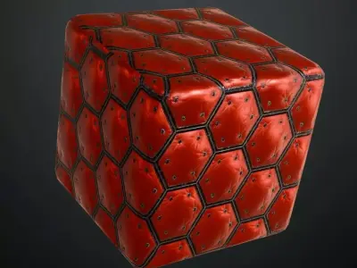 Red Sci-Fi Wall PBR Seamless Texture