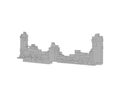 Ruined Wall Low-poly 3D model