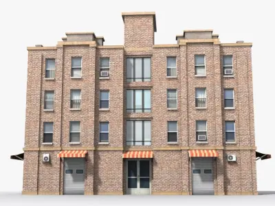 Apartment Building x26 Low-poly 3D model