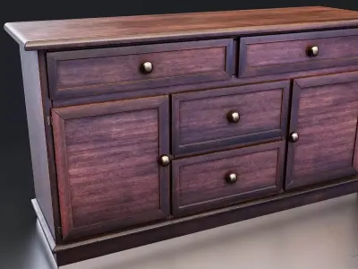 Classic Wooden Sideboard Cabinet - 2 Low-poly 3D model