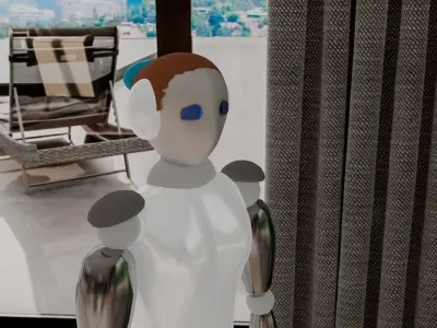 Simple female robot Low-poly 3D model