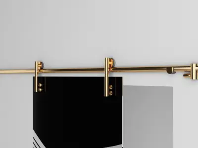 Glass Sliding Door Pulley Gold Low-poly 3D model