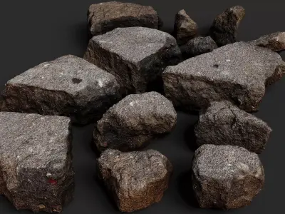 asphalt debris street shards detail PBR photogrammetry Low-poly 3D model