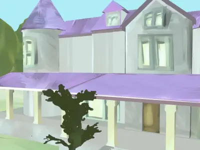 Painted Mansion Environment Exterior Low-poly 3D model