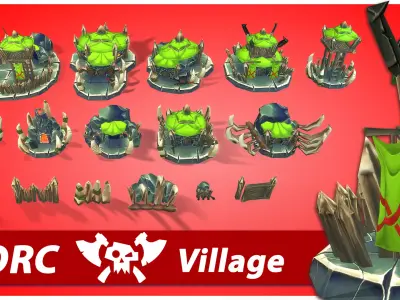 Orc RTS Fantasy Buildings Low-poly 3D model