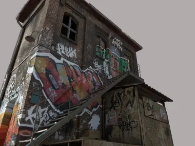 Abandoned House With Graffiti 3D model